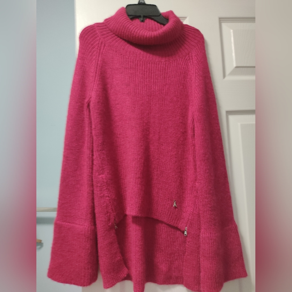Patrizia Pepe red sweater alpaca acrilic with two zippers thick warm size M